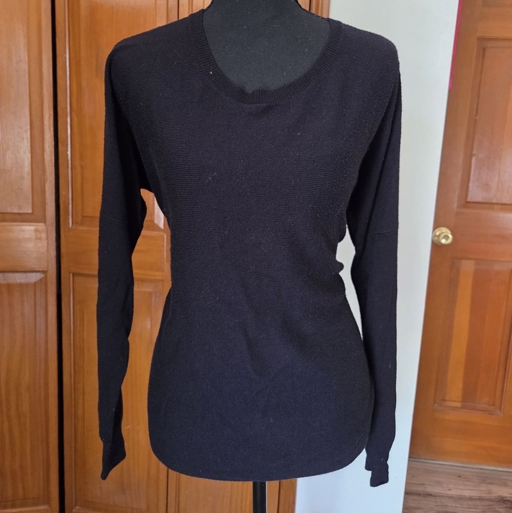 French Connection Black Ribbed Neck Knit Top
